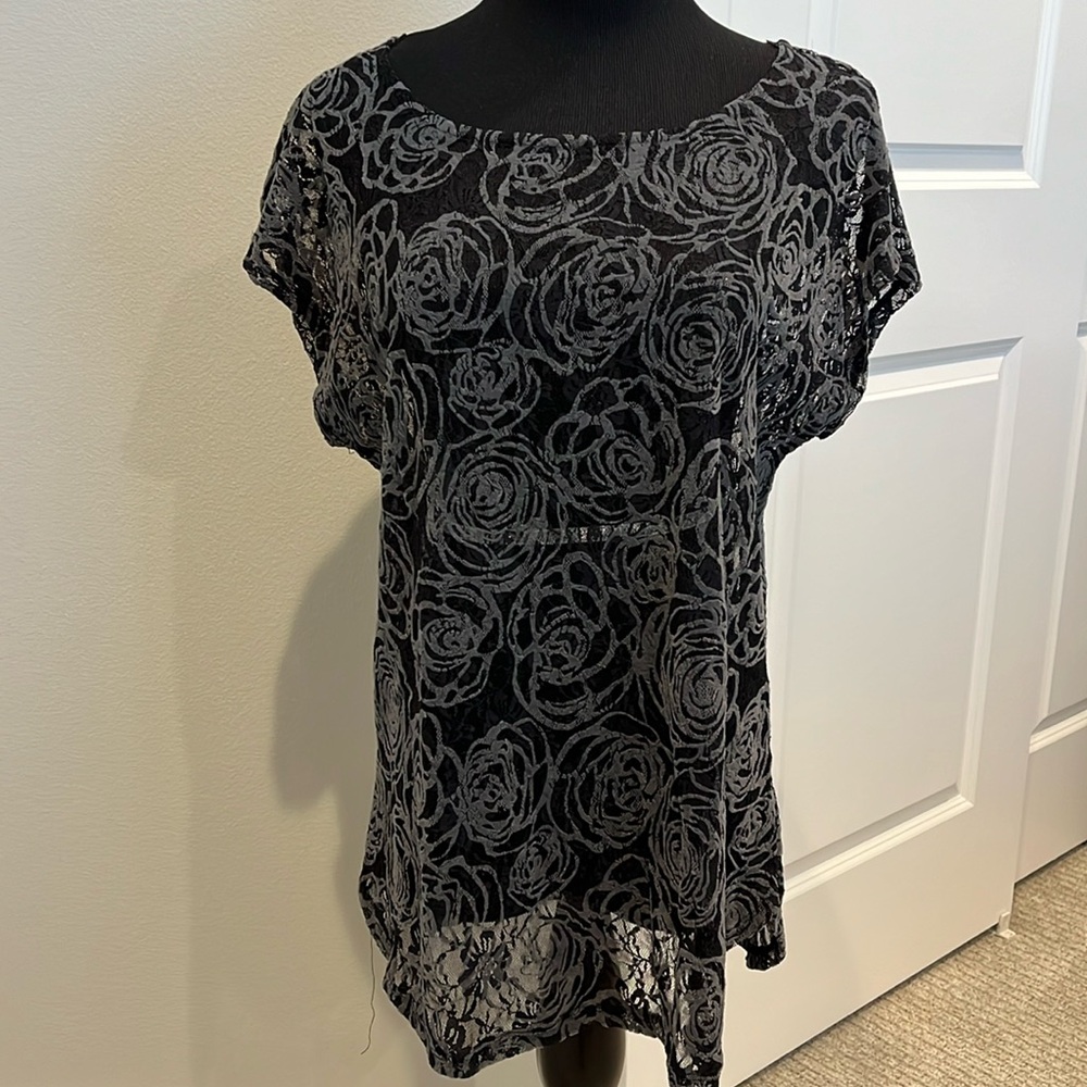 Sheer lace top by Bobeau. Darling layering piece!